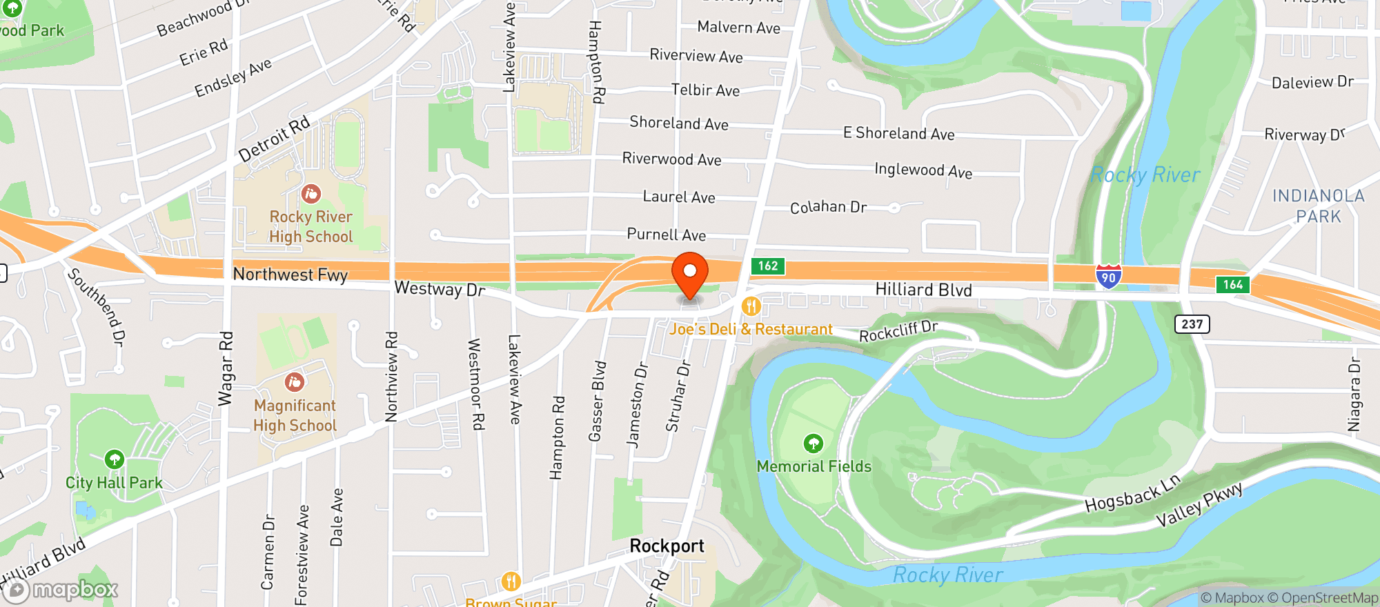 Map showing Unimarts 261 Bp Rocky Rv