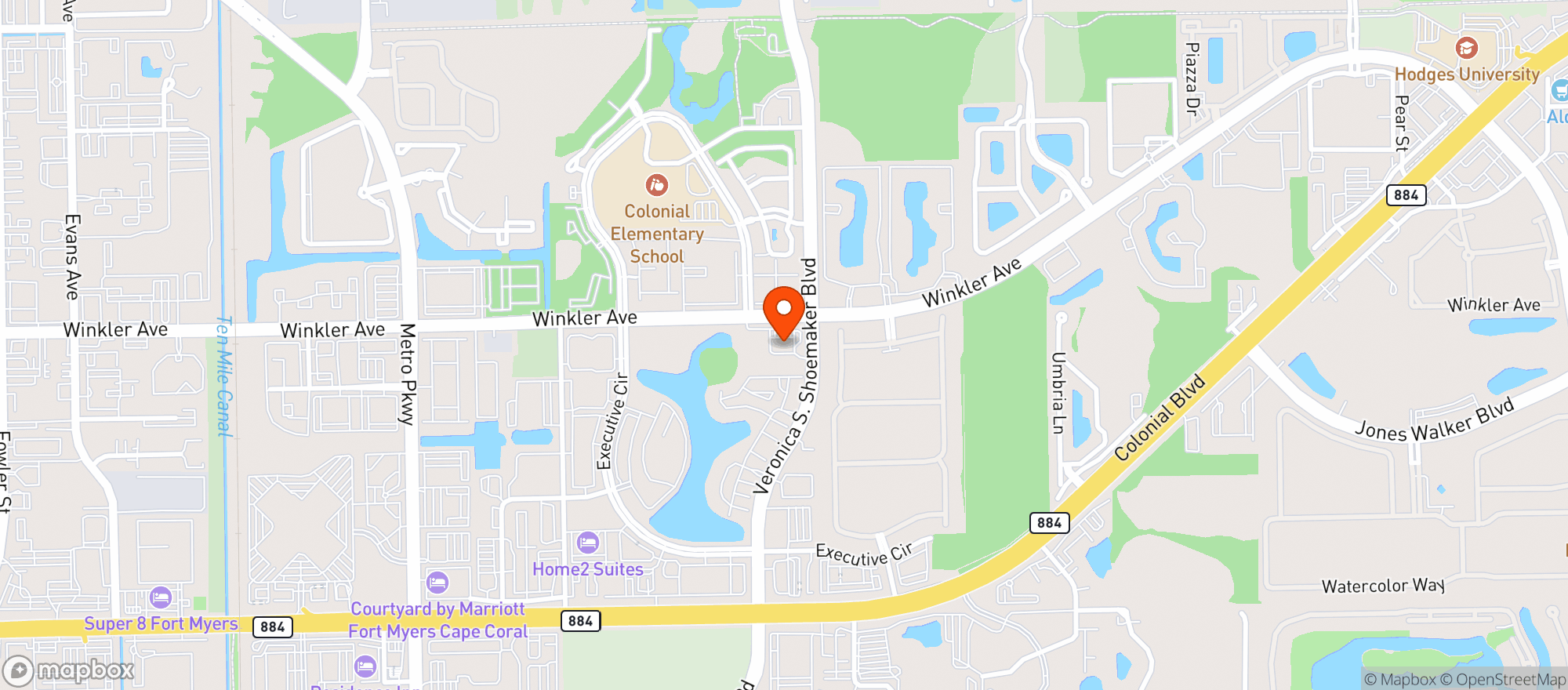 Map showing Circle K # 7010