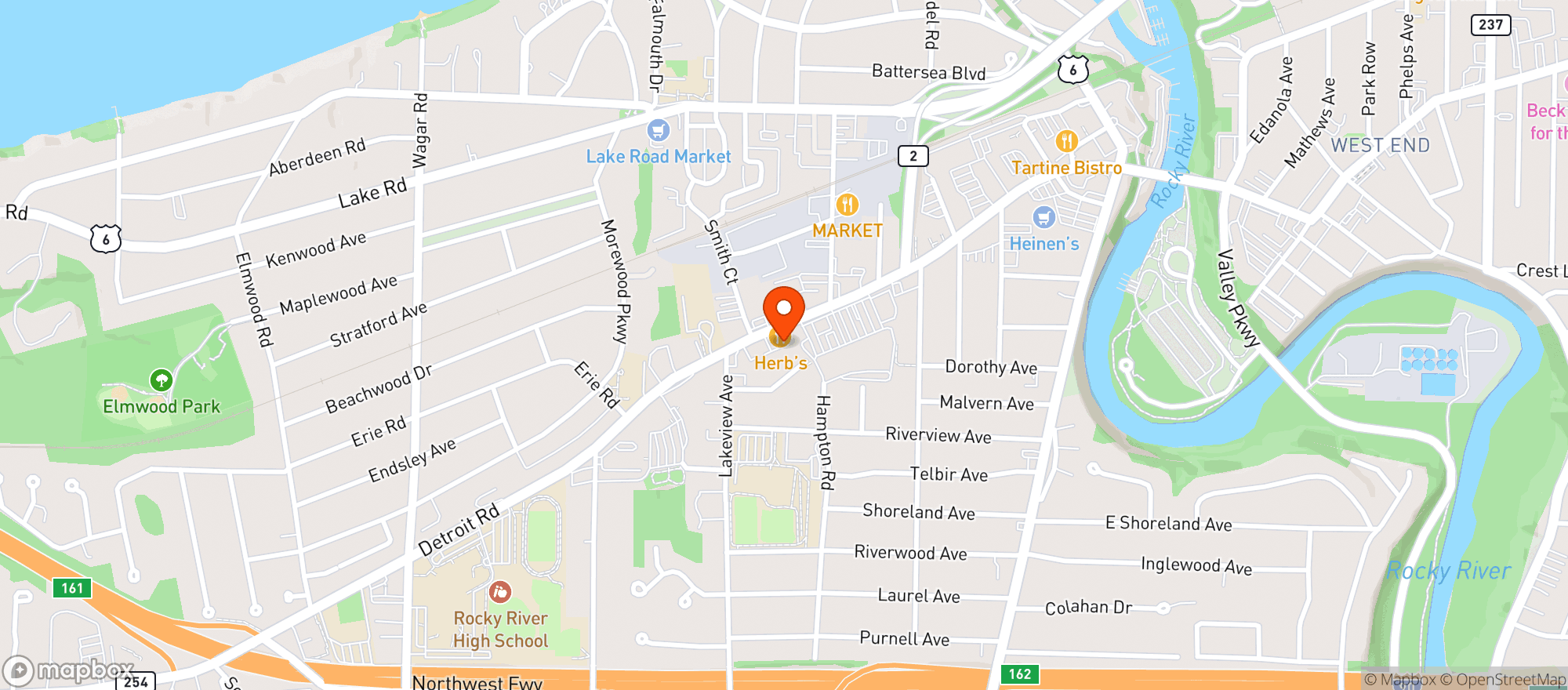 Map showing Herbs Tavern