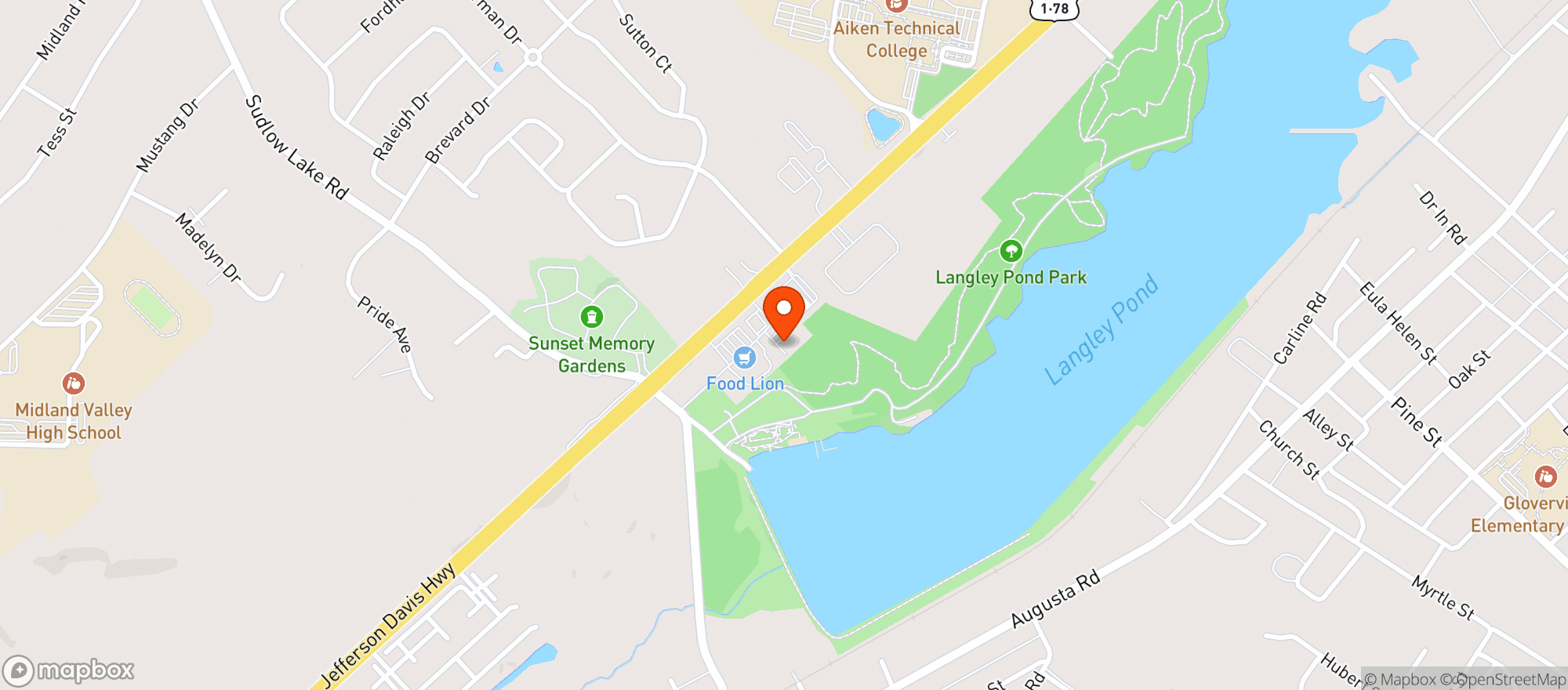 Map showing Langley Tavern
