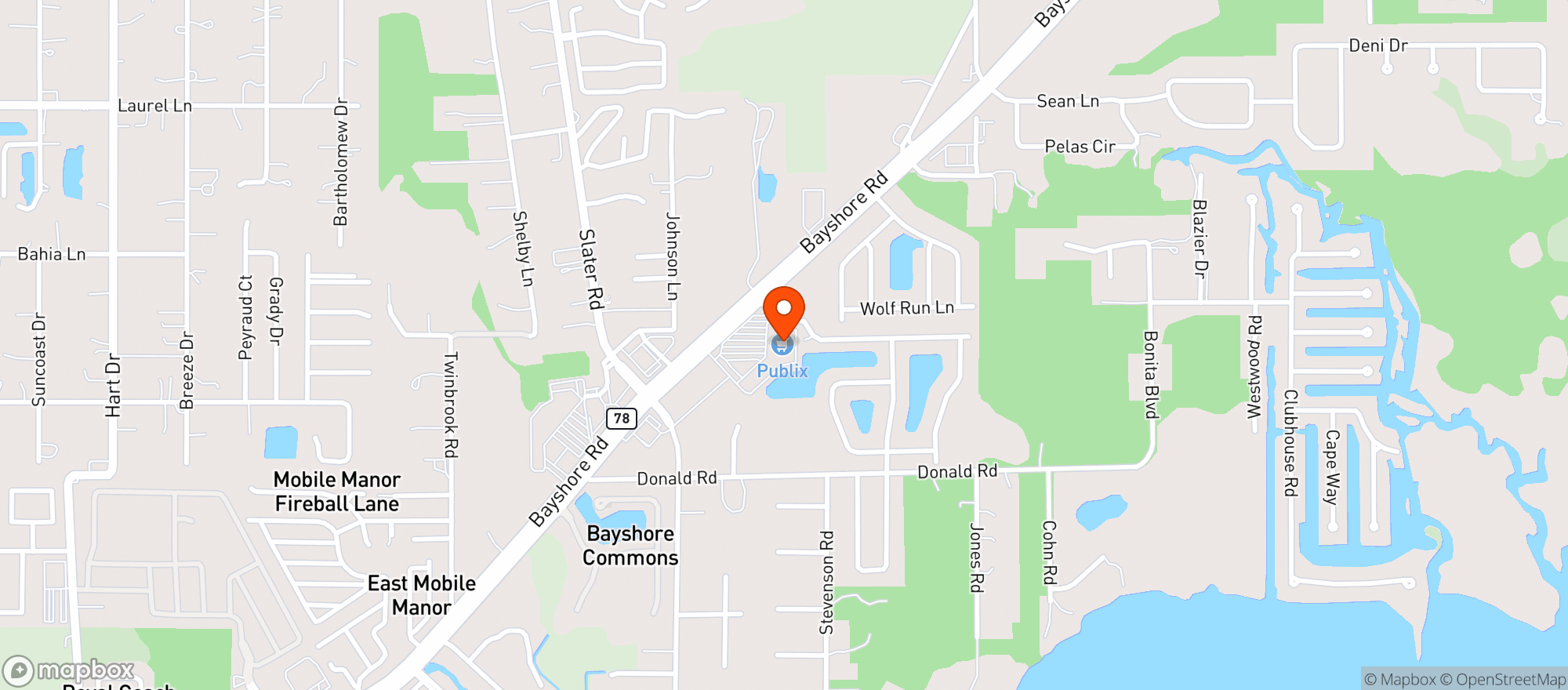 Map showing PUBLIX SUPER MARKET