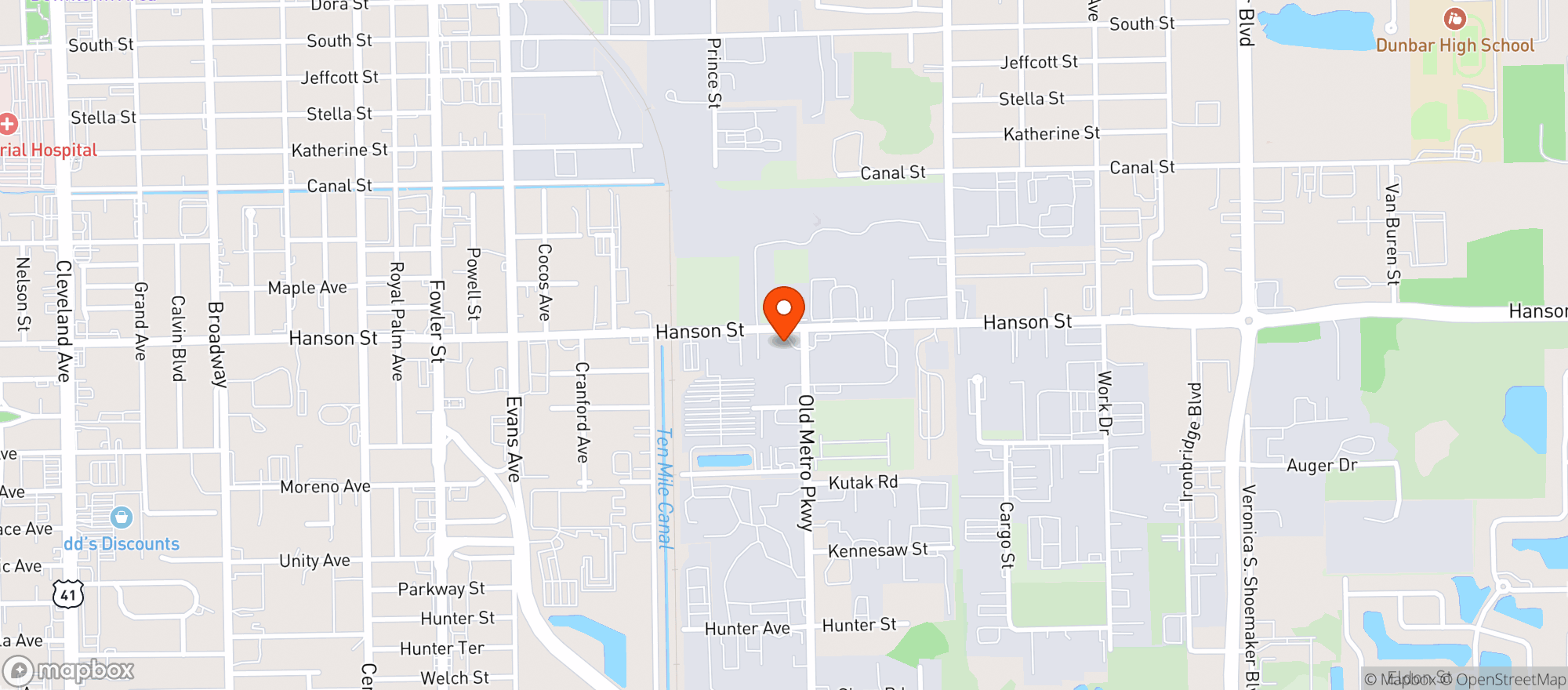 Map showing CIRCLE K (2948 HANSON ST)