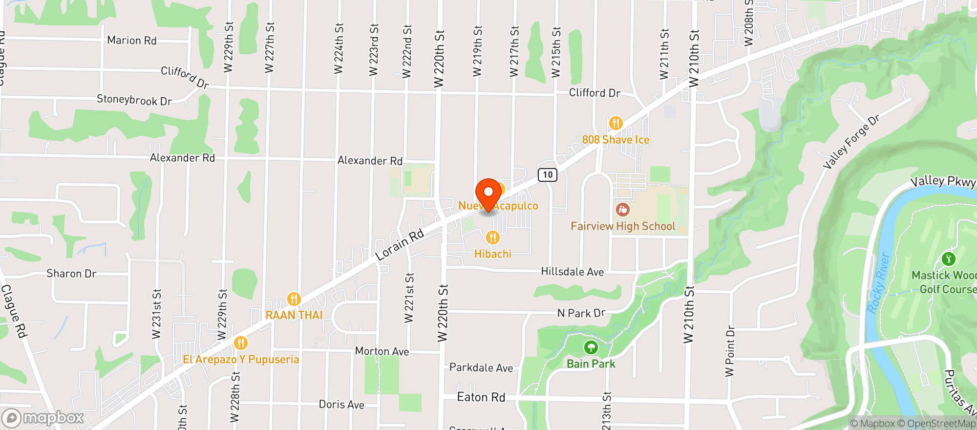 Map showing Fairview Lanes