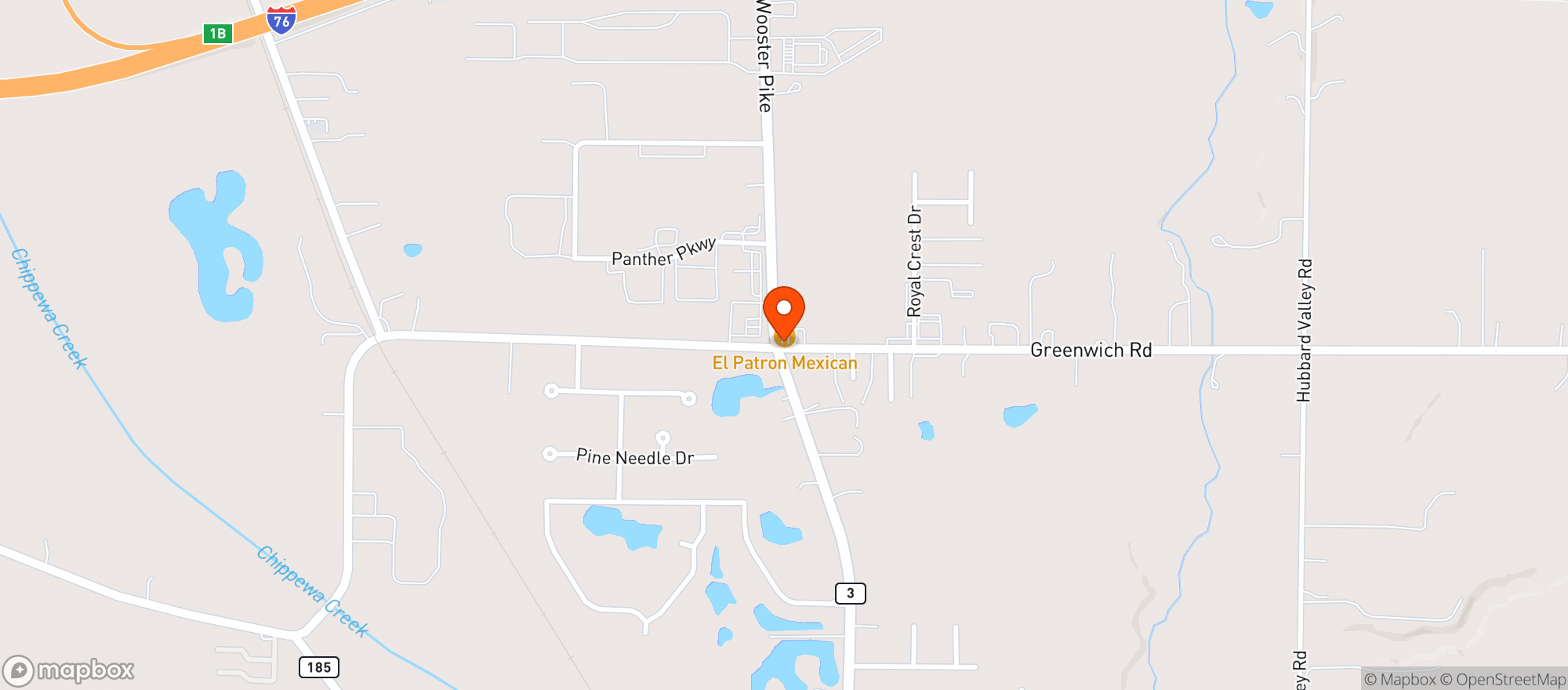 Map showing El Patron