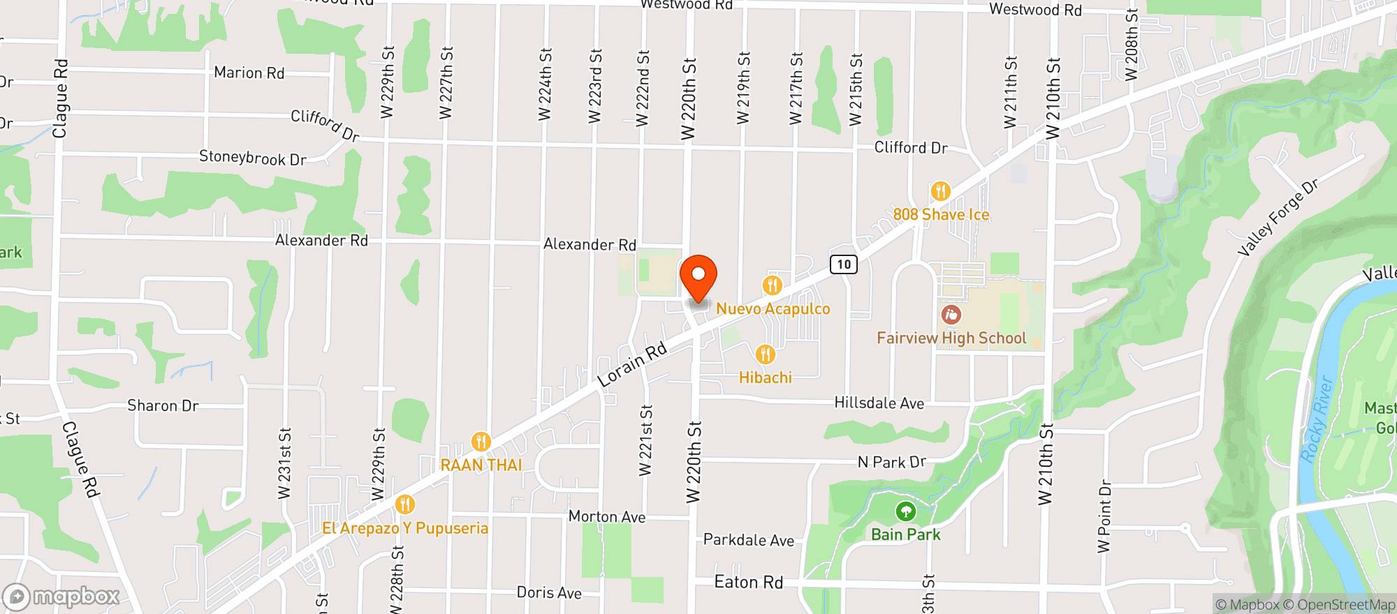 Map showing Convenient Lorain Rd Fvpk