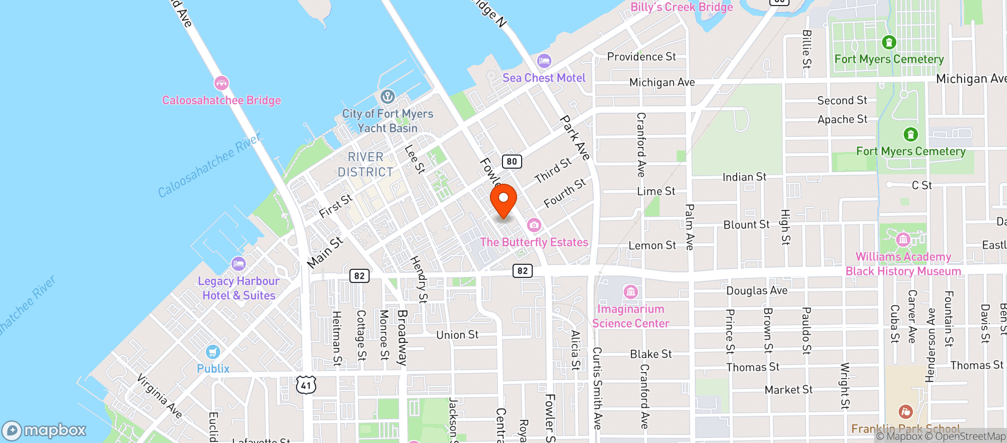 Map showing Millennial Brewing Company