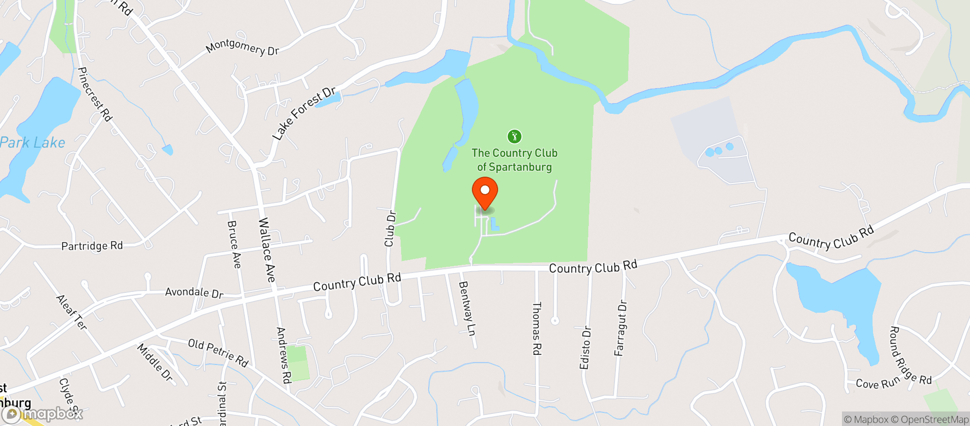 Map showing Spartanburg Cntry Club