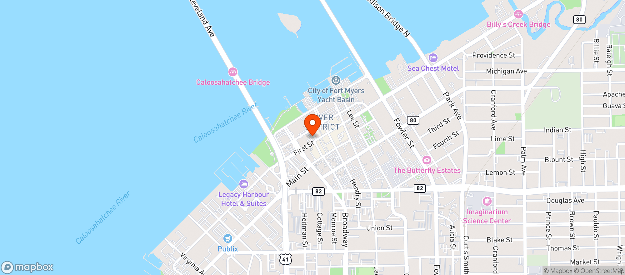 Map showing Hideaway Sports Bar