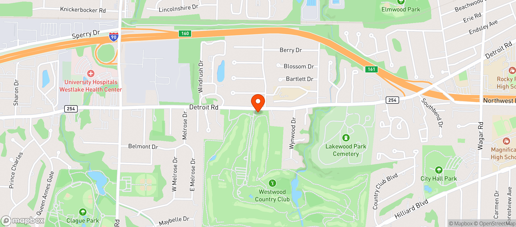 Map showing Westwood Country Club Co