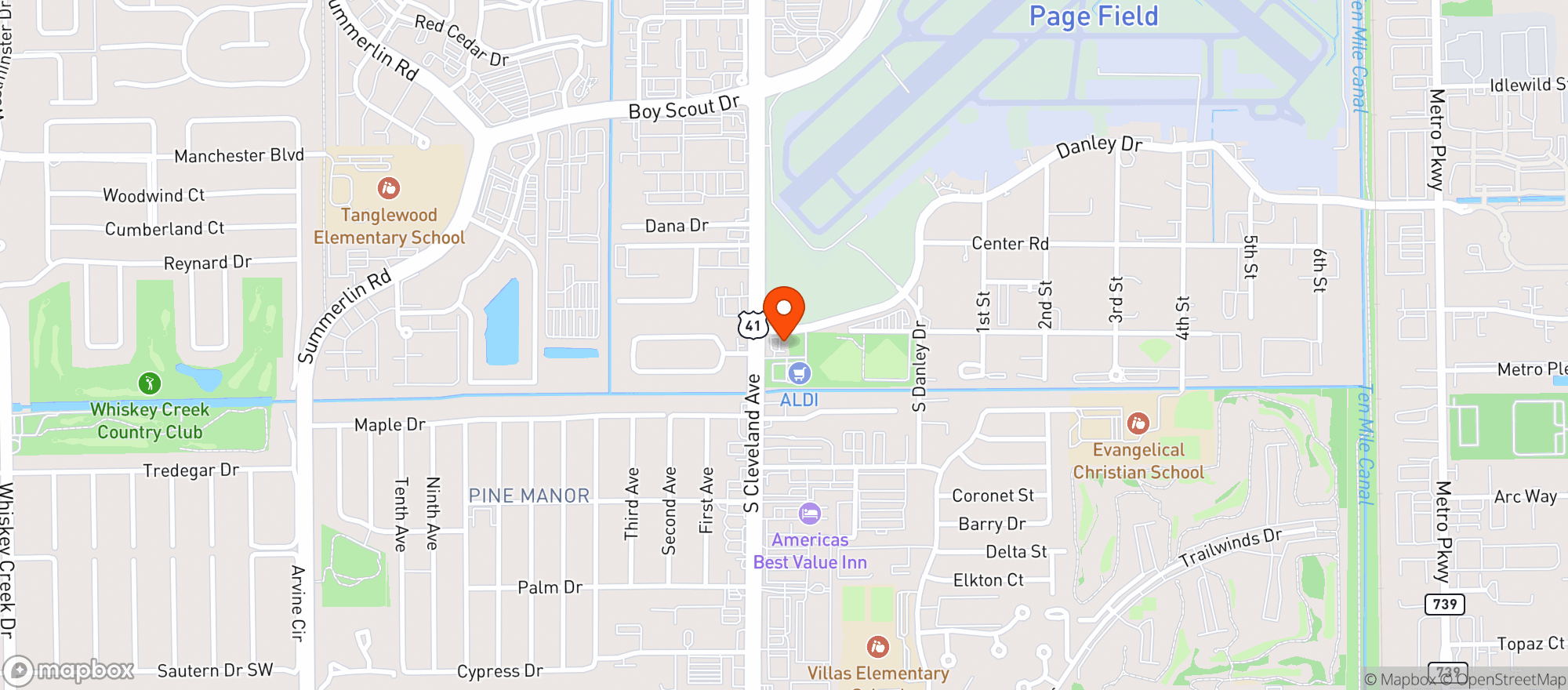Map showing Circle K # 7620
