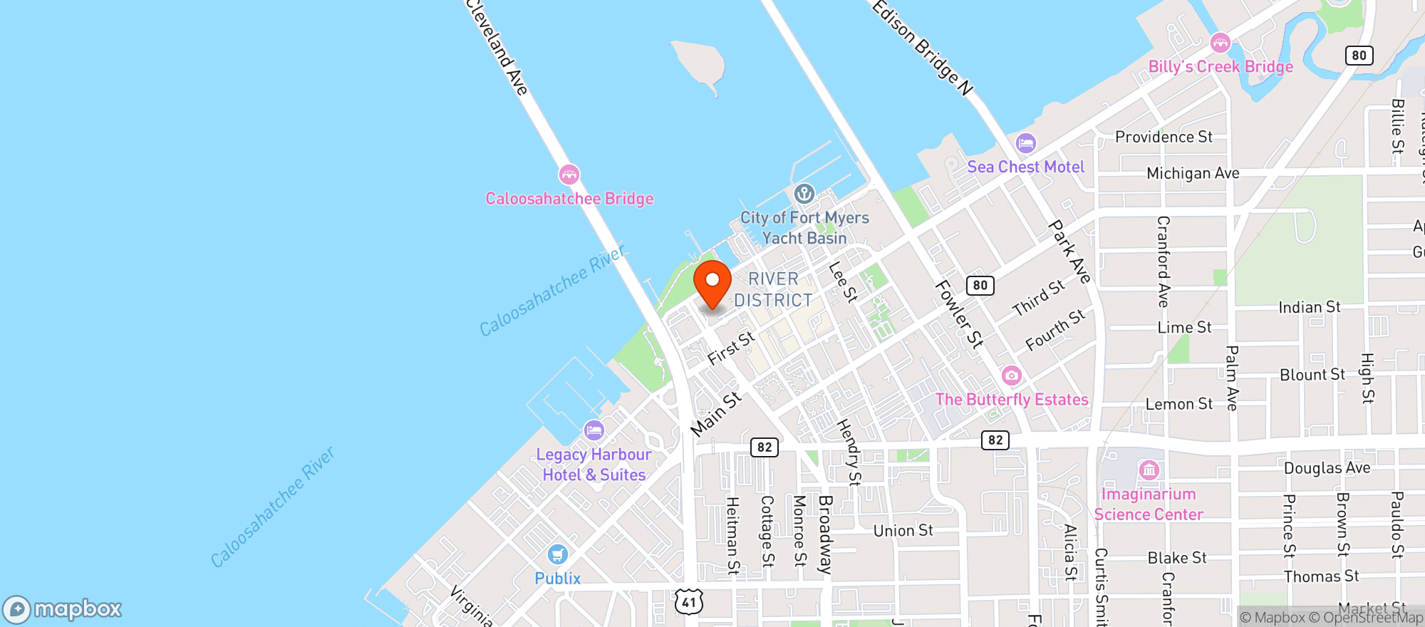 Map showing Caloosa Sound Convention Center