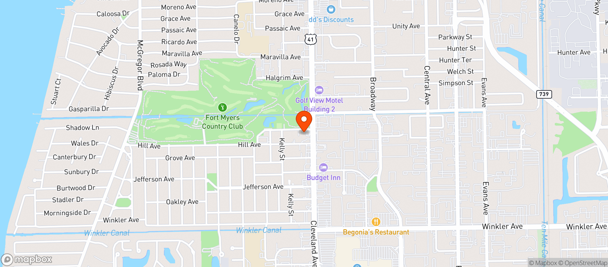 Map showing Circle K # 7614