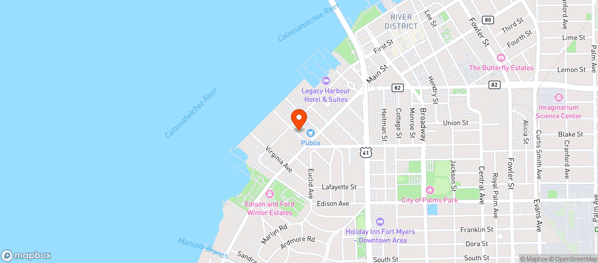 Map showing First Street Liquors