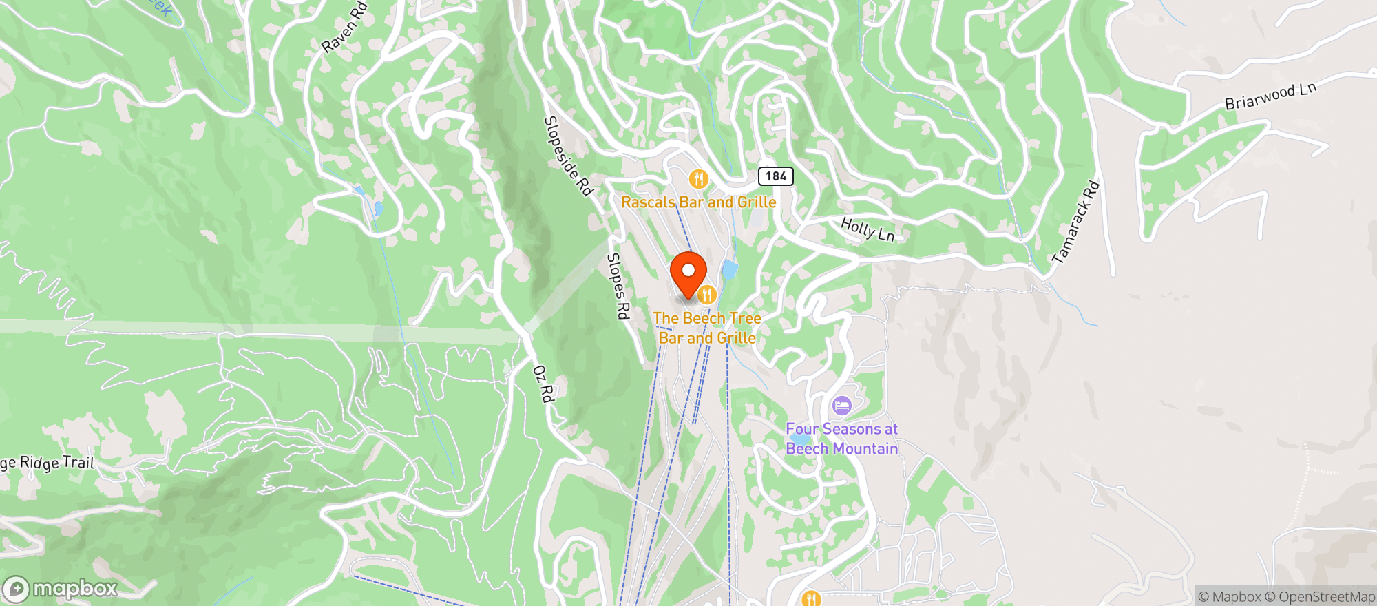 Map showing Beech Mountain Ski Resort