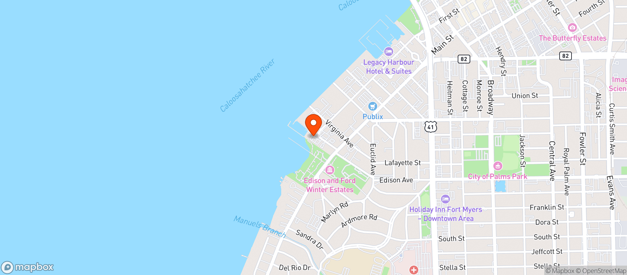 Map showing Pinchers Crab Shack