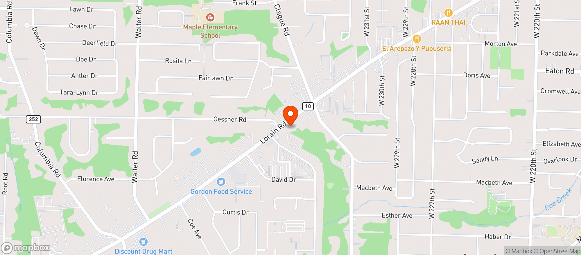 Map showing Olmsted Bev & Lott
