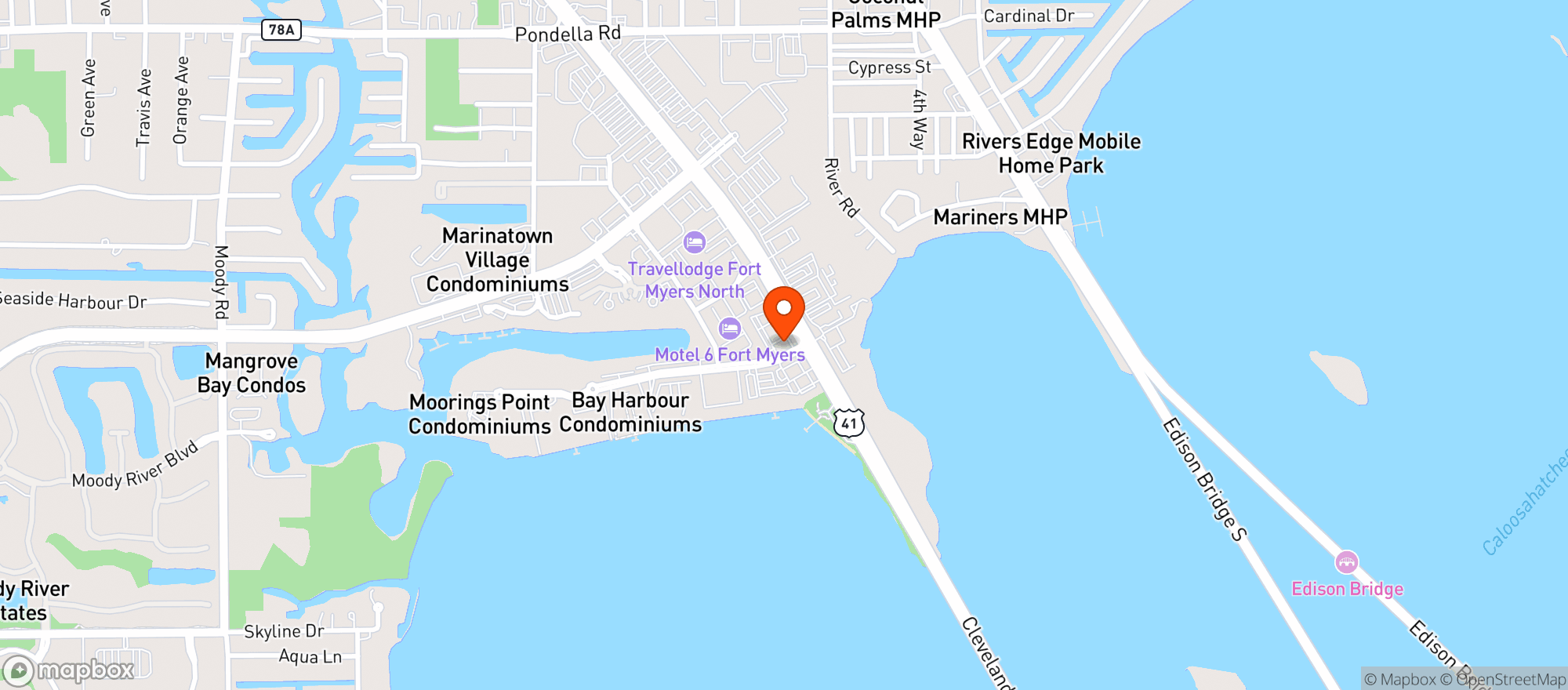 Map showing La Fondita Mexican Food