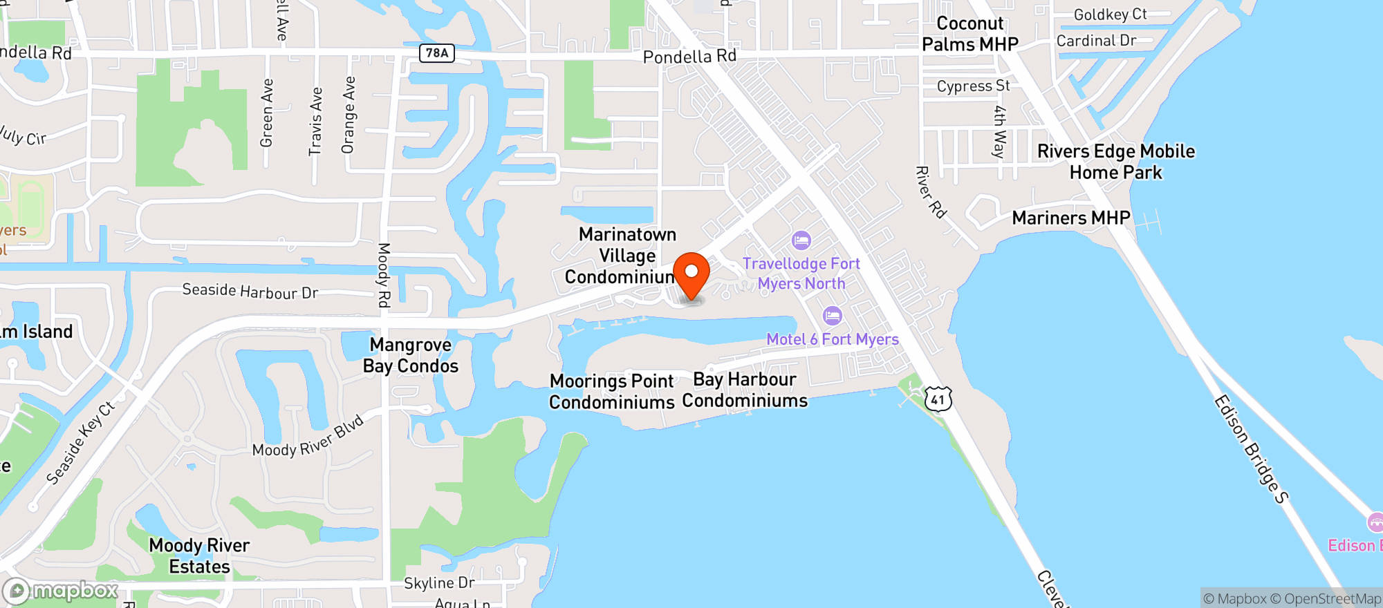 Map showing Sea-craft Waterfront Tiki
