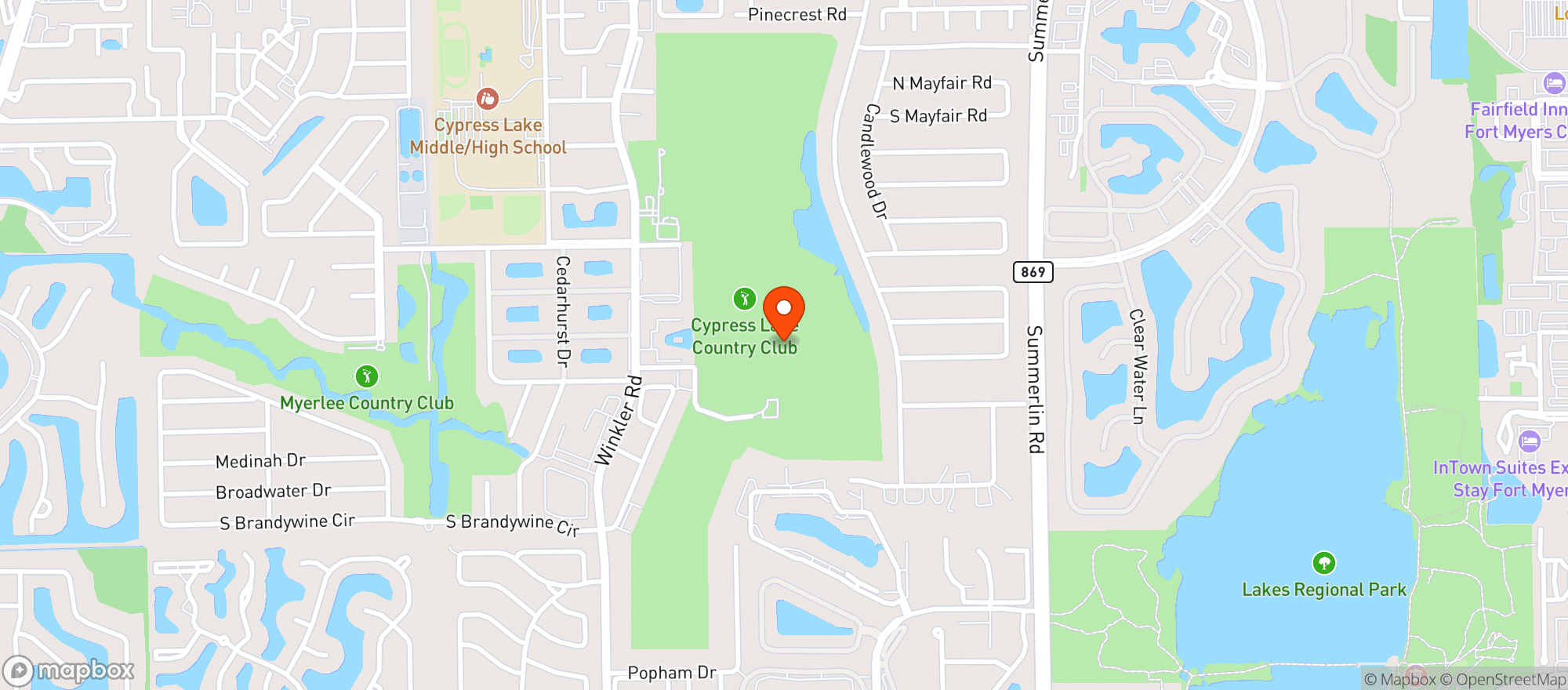 Map showing Cypress Lake Cntry Club