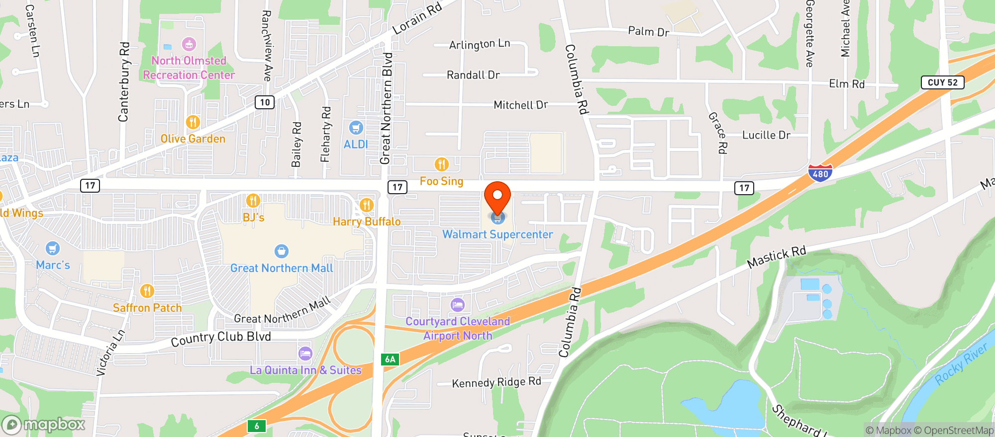 Map showing WALMART SUPERCENTER