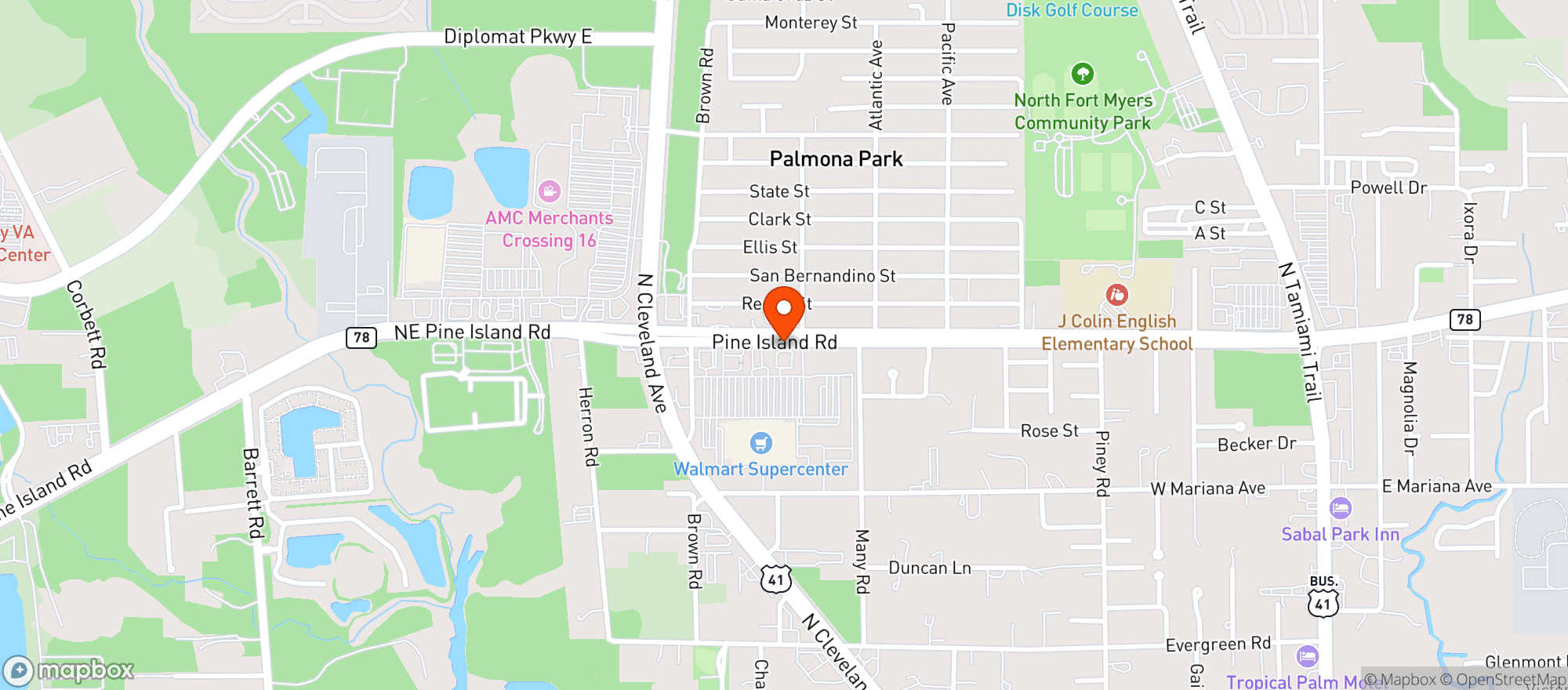 Map showing Habaneros Mexican Grill