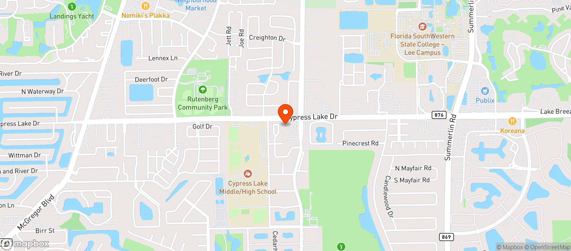Map showing Grab N Go Food Store