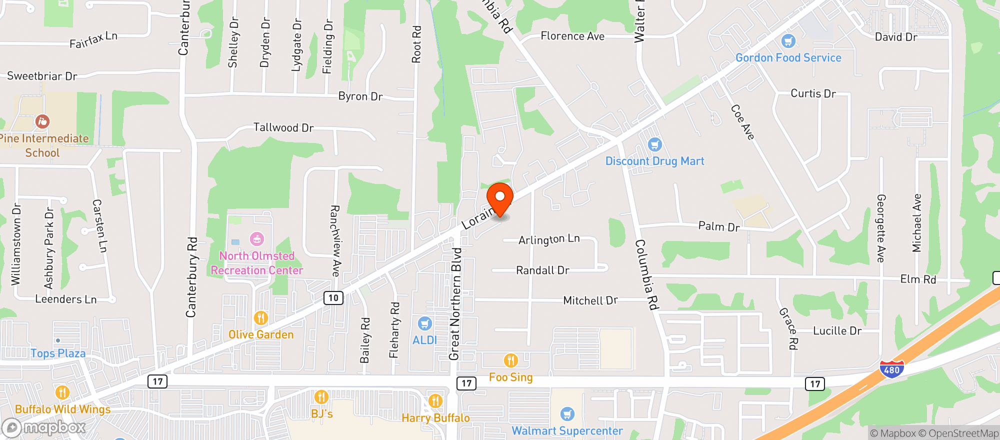 Map showing CAP & CORKS - NORTH OLMSTED
