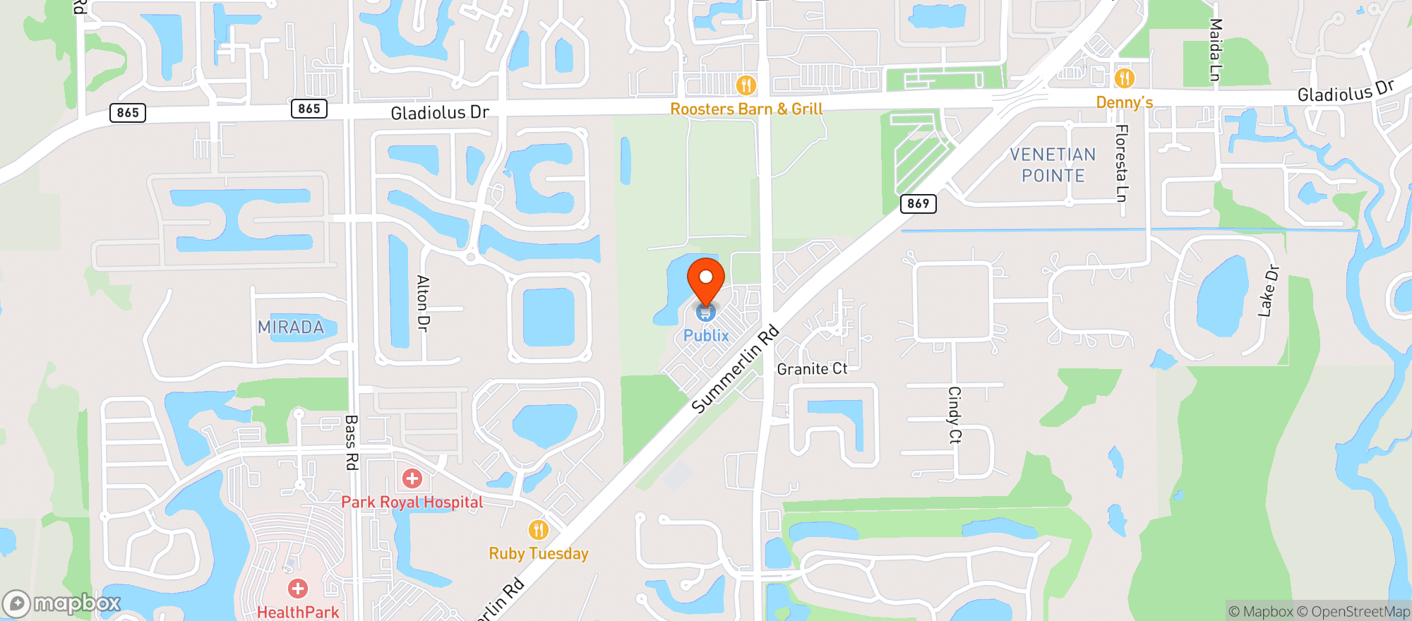 Map showing Publix