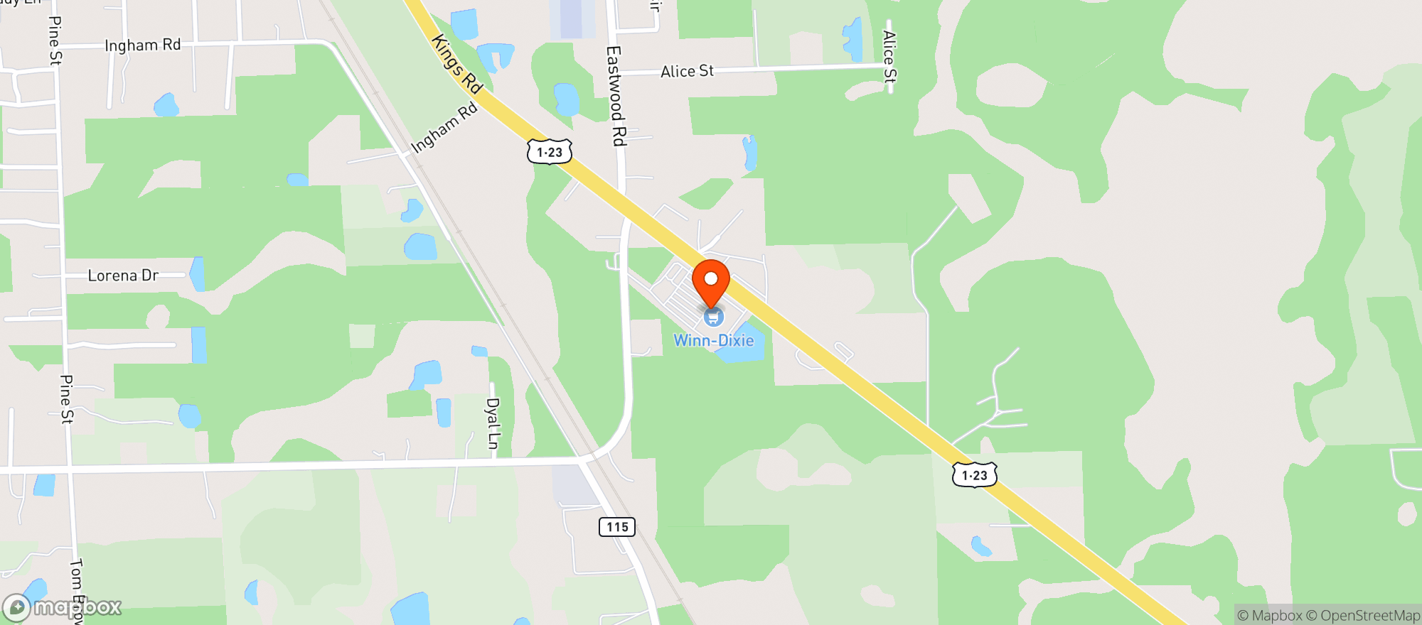 Map showing Winn Dixie - 0142