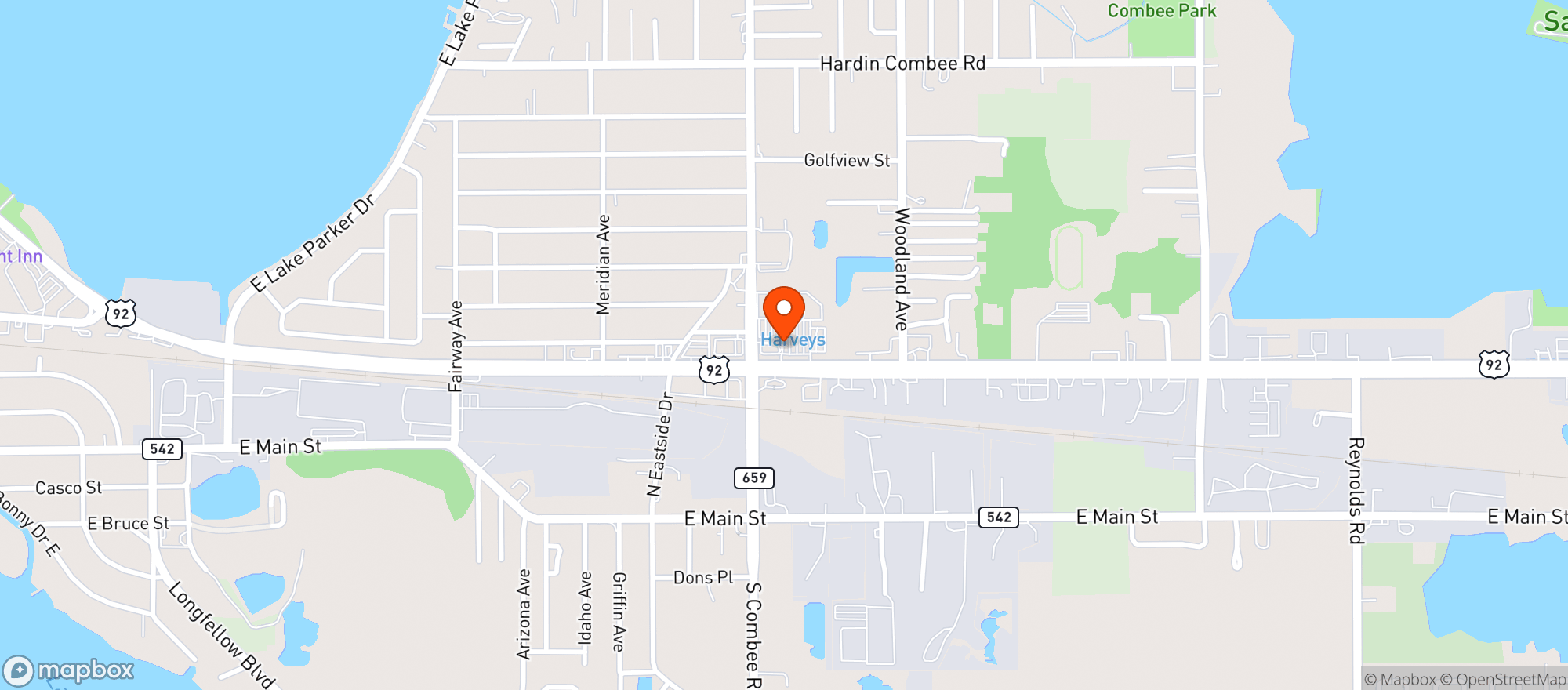Map showing Harveys Supermarket