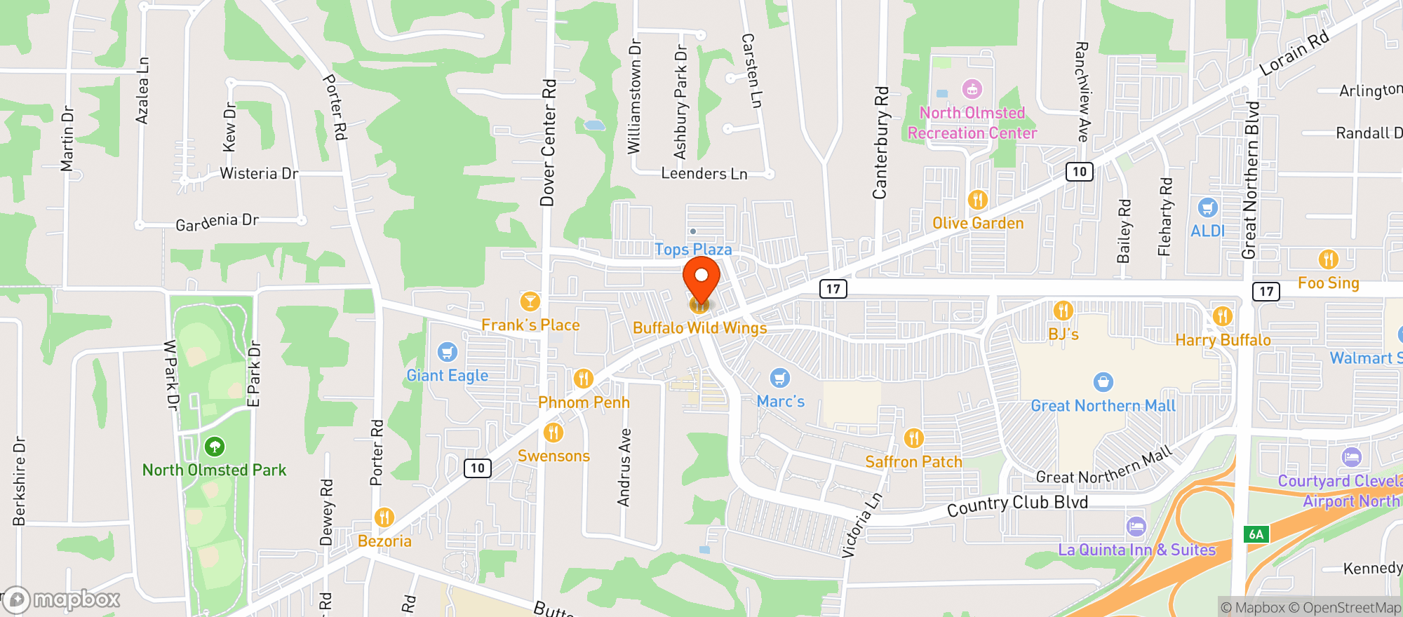 Map showing Buffalo Wild Wings Gril #3882