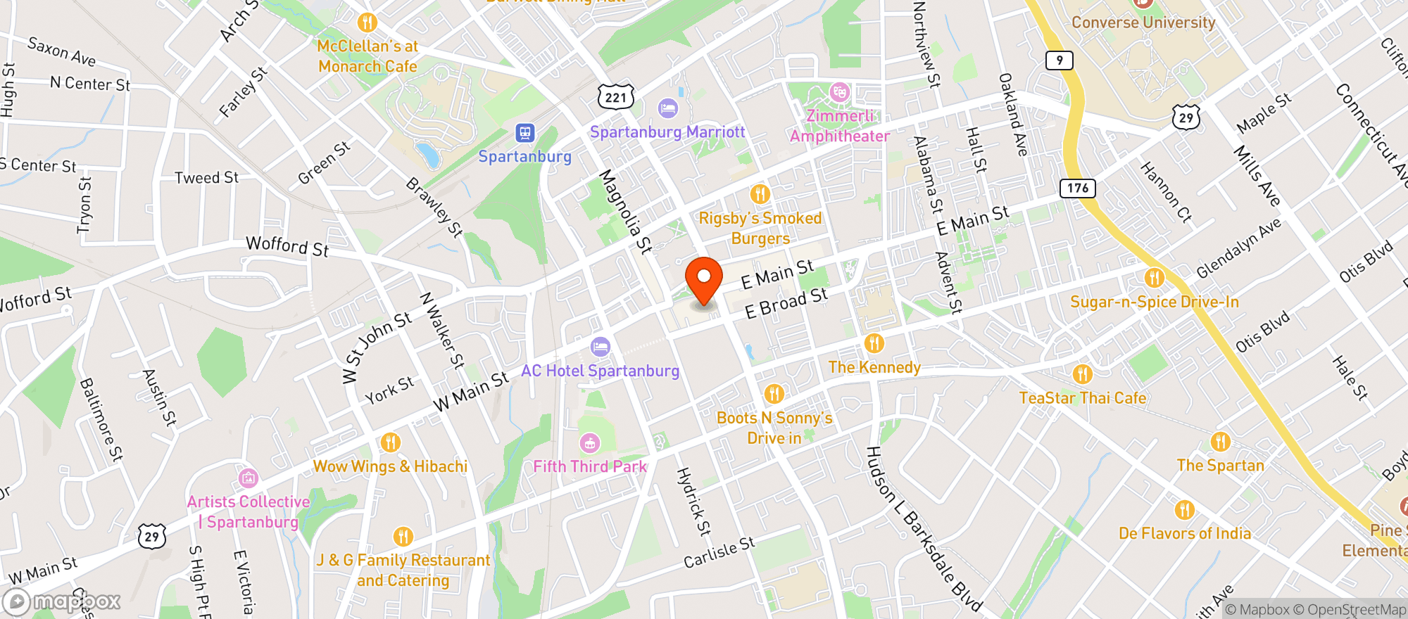 Map showing Delaneys Music Pub & Eat