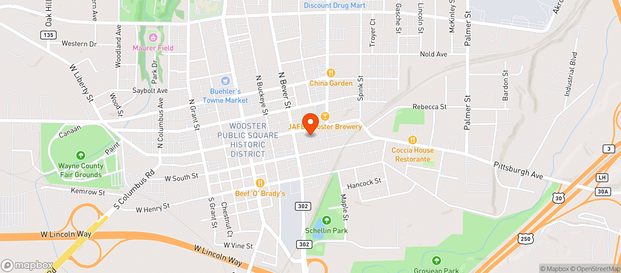 Map showing Muddy's (wooster)