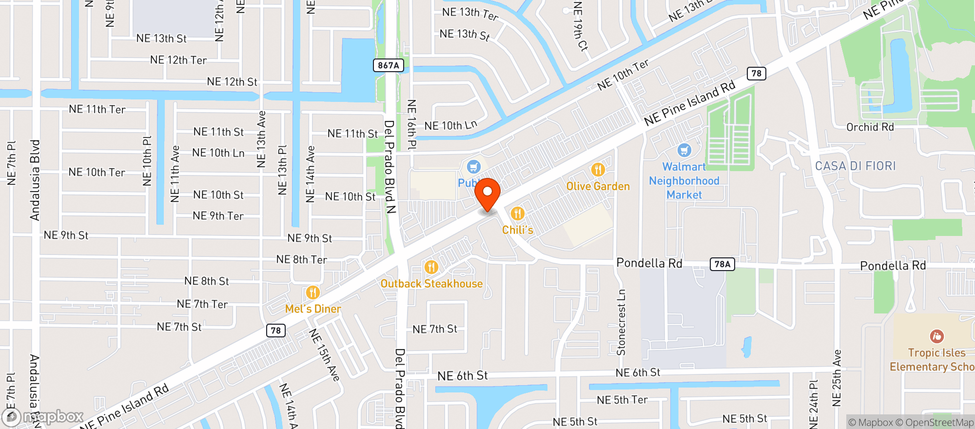 Map showing Chilis Grill & Bar