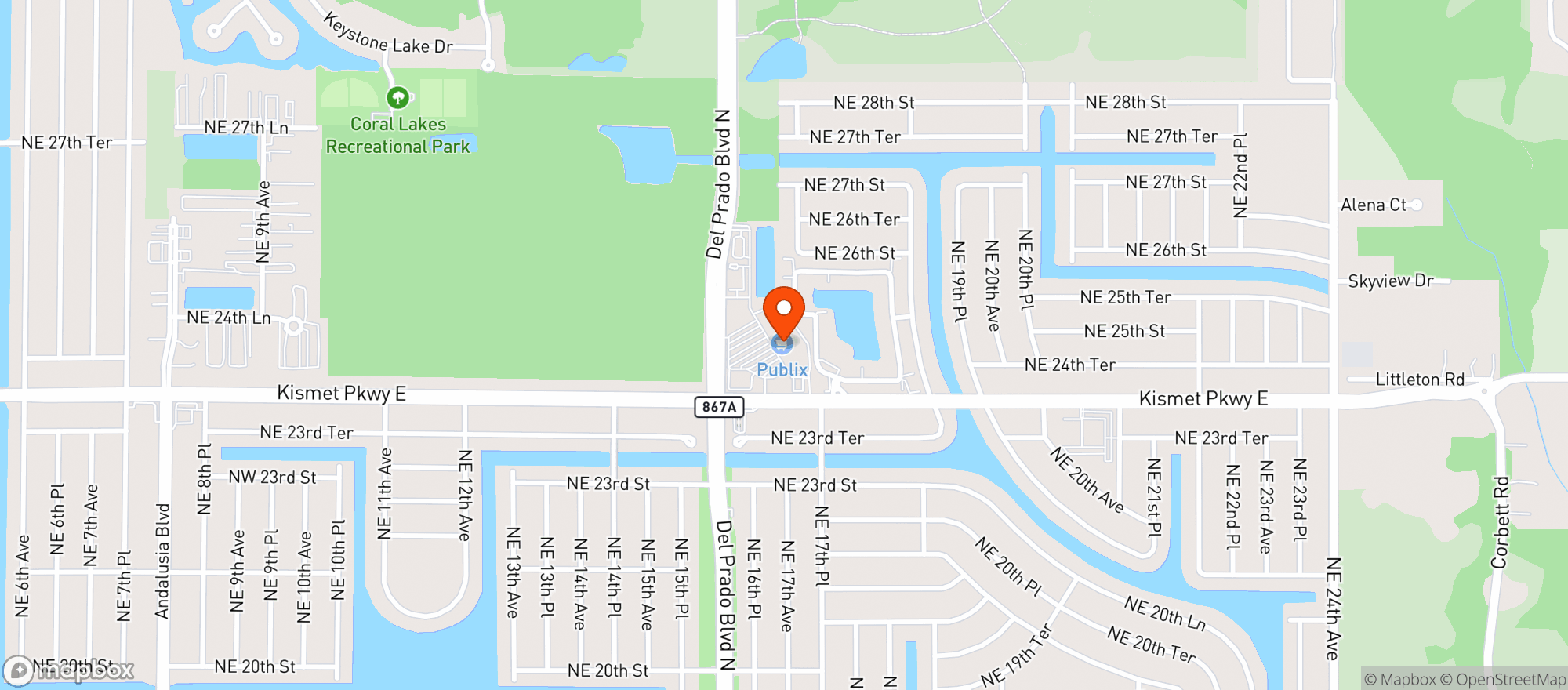 Map showing Publix