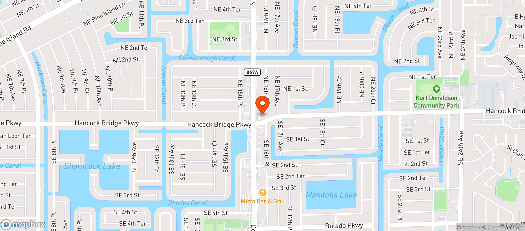 Map showing Circle K # 7693