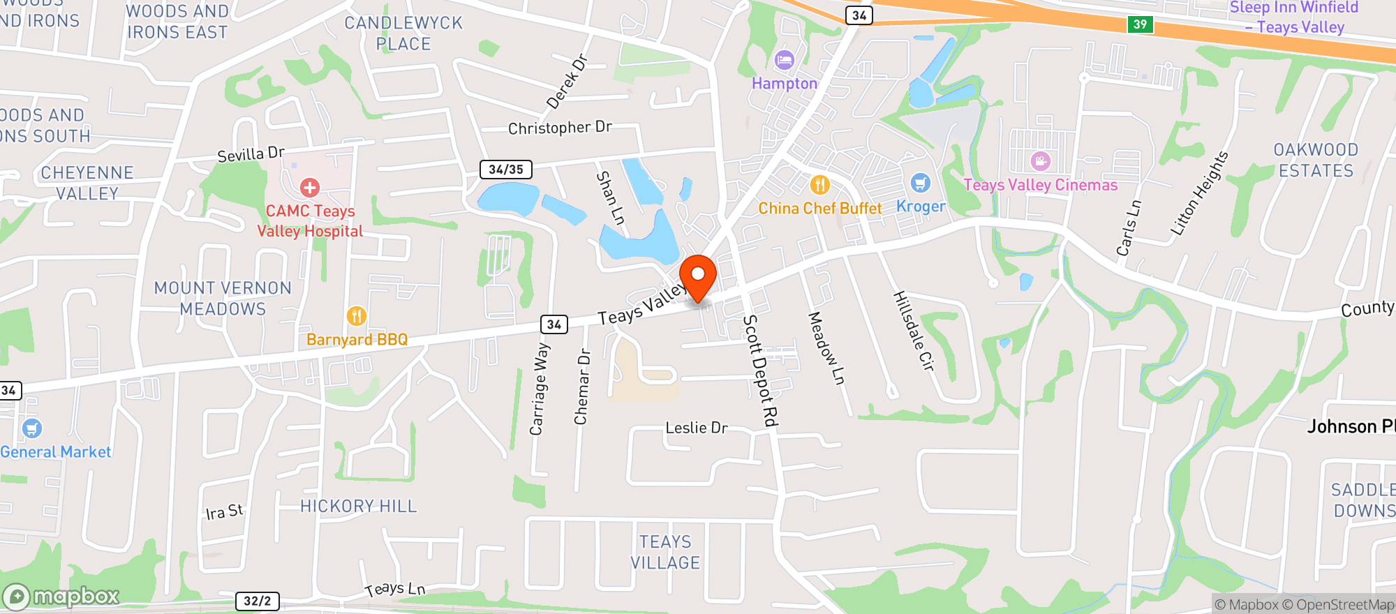 Map showing Sheetz #494 Scott Depot