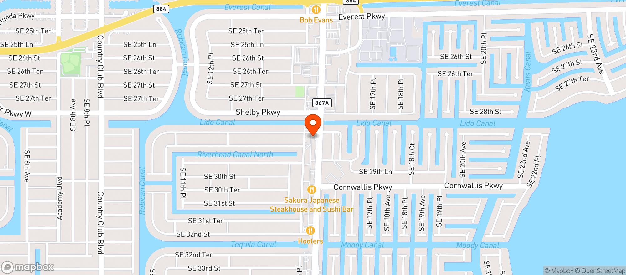 Map showing Circle K # 4645