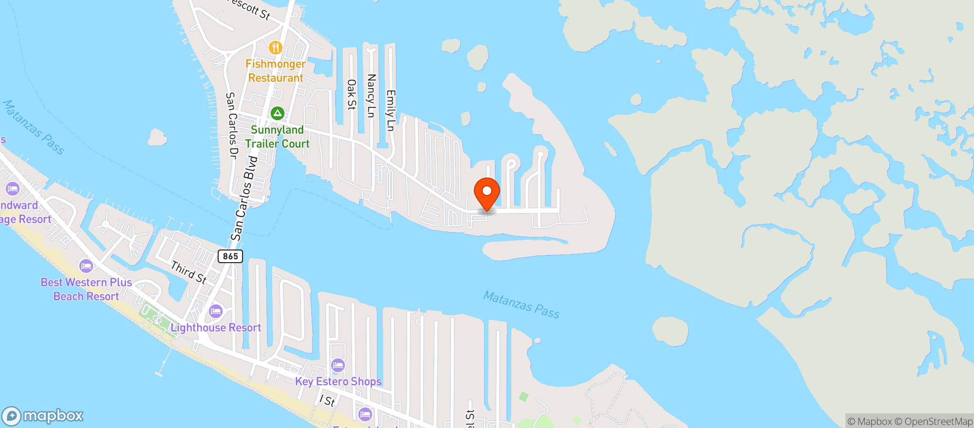 Map showing Parrot Key Caribbean Grill