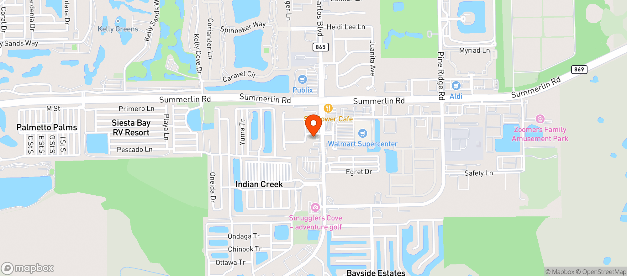 Map showing Circle K # 1821