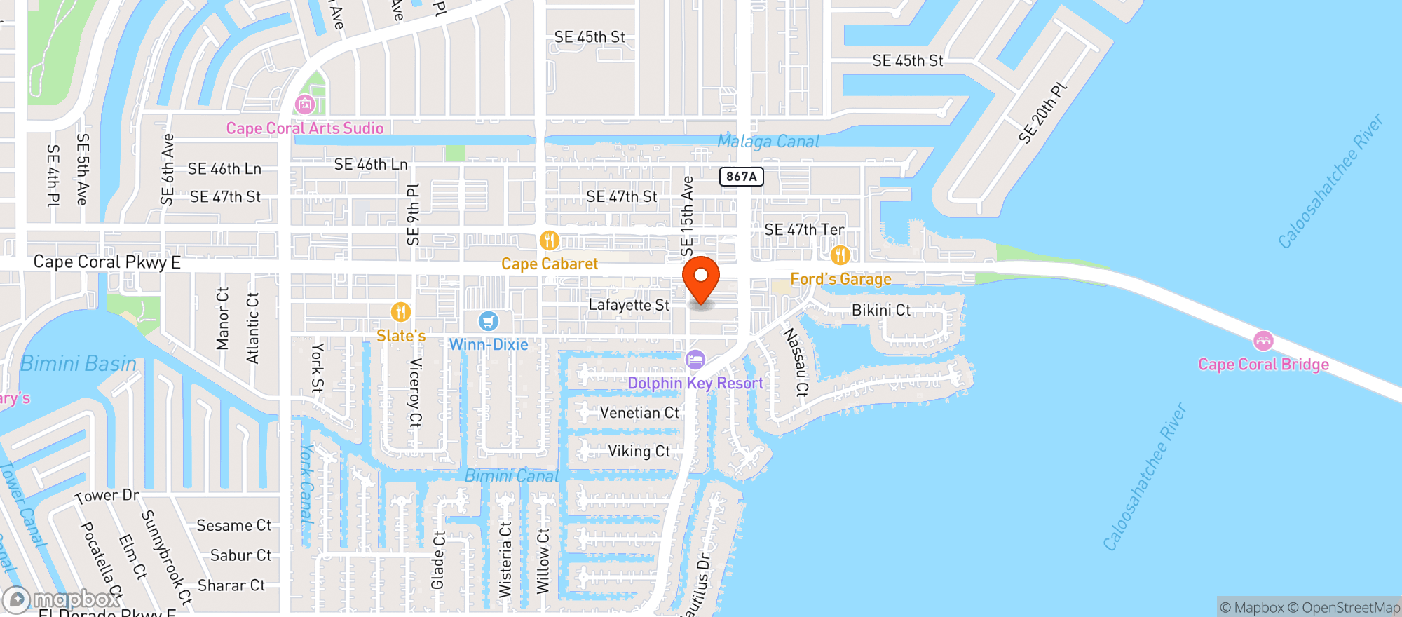 Map showing Jungle Bird Tiki