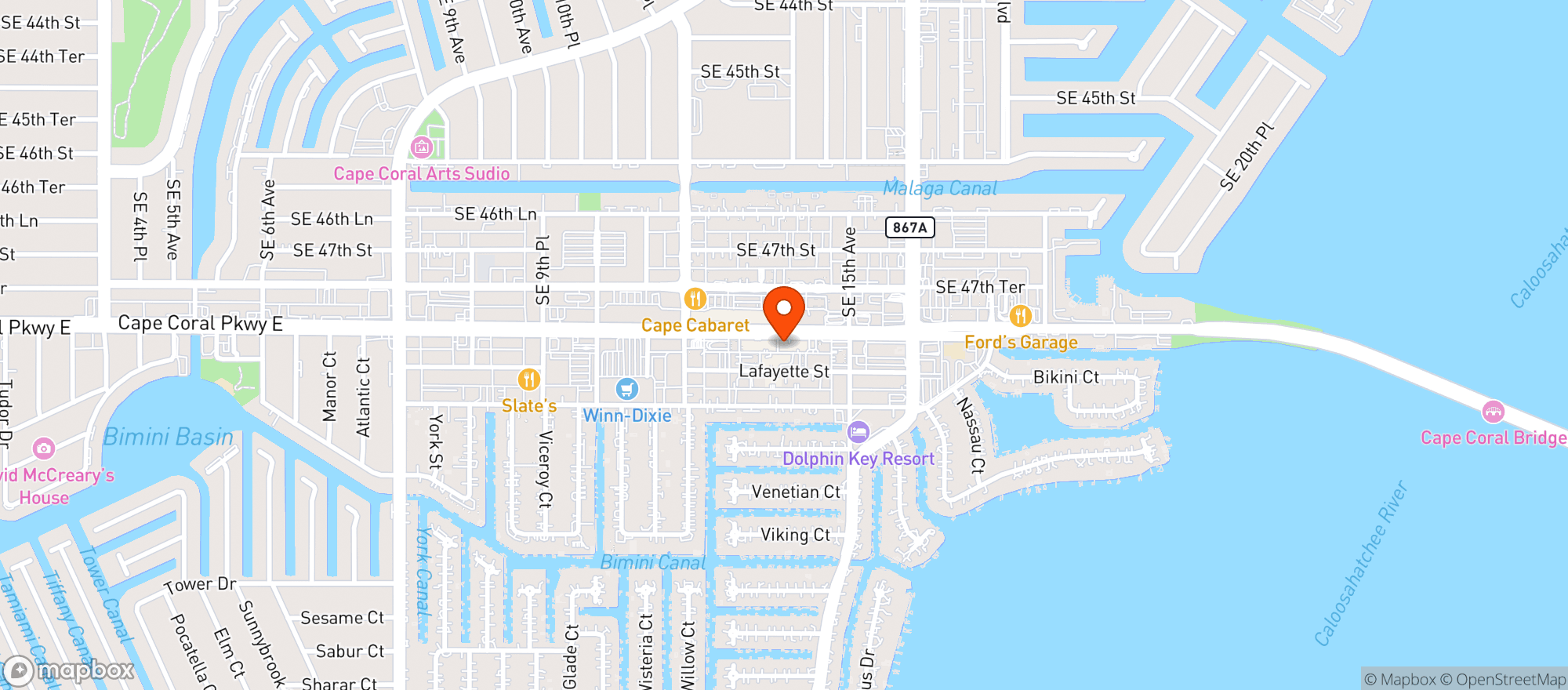 Map showing Titos Cantina Tequila Bar
