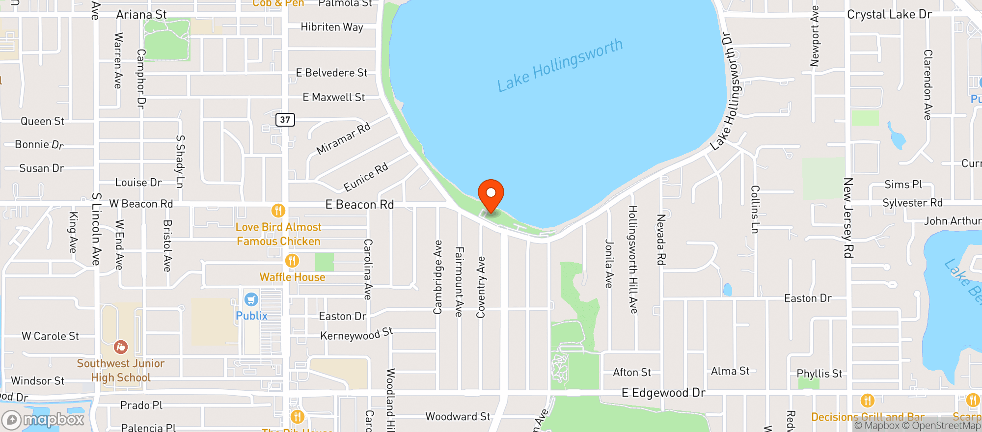Map showing Lakeland Yacht & Country Club