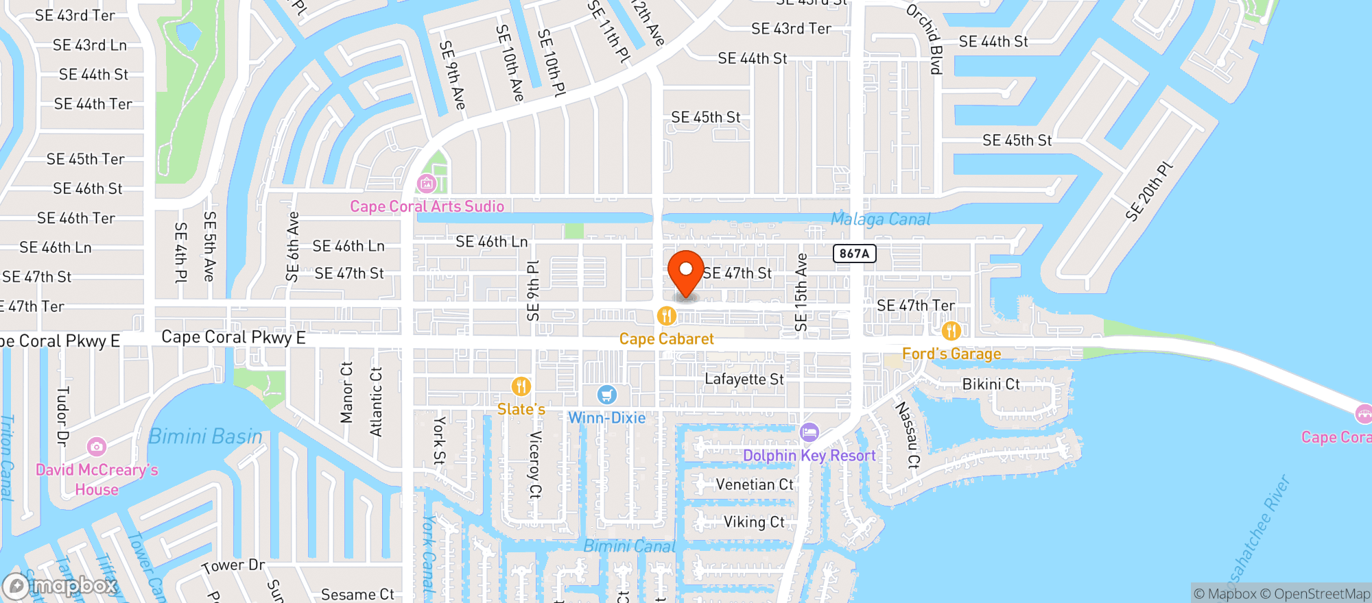 Map showing Big 8 Bbq