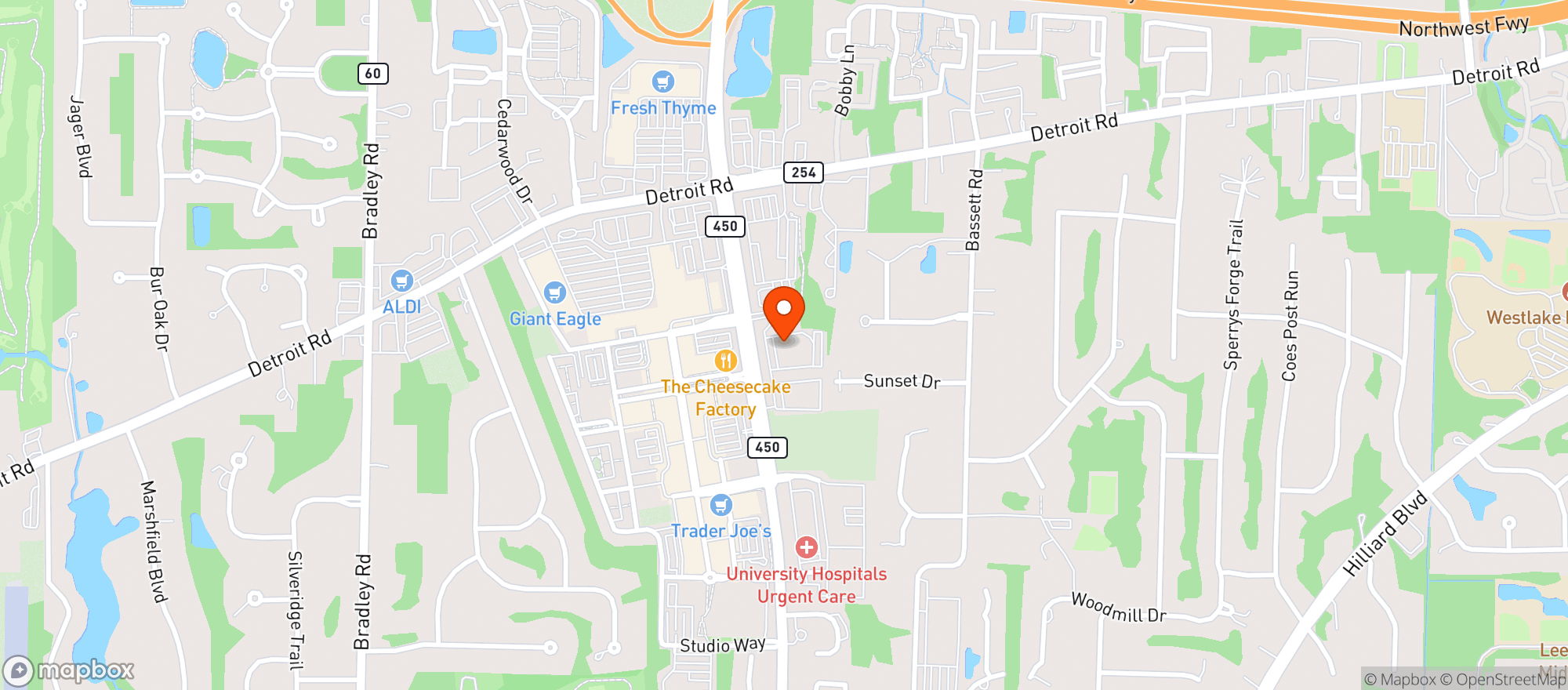 Map showing Rosewood Grill
