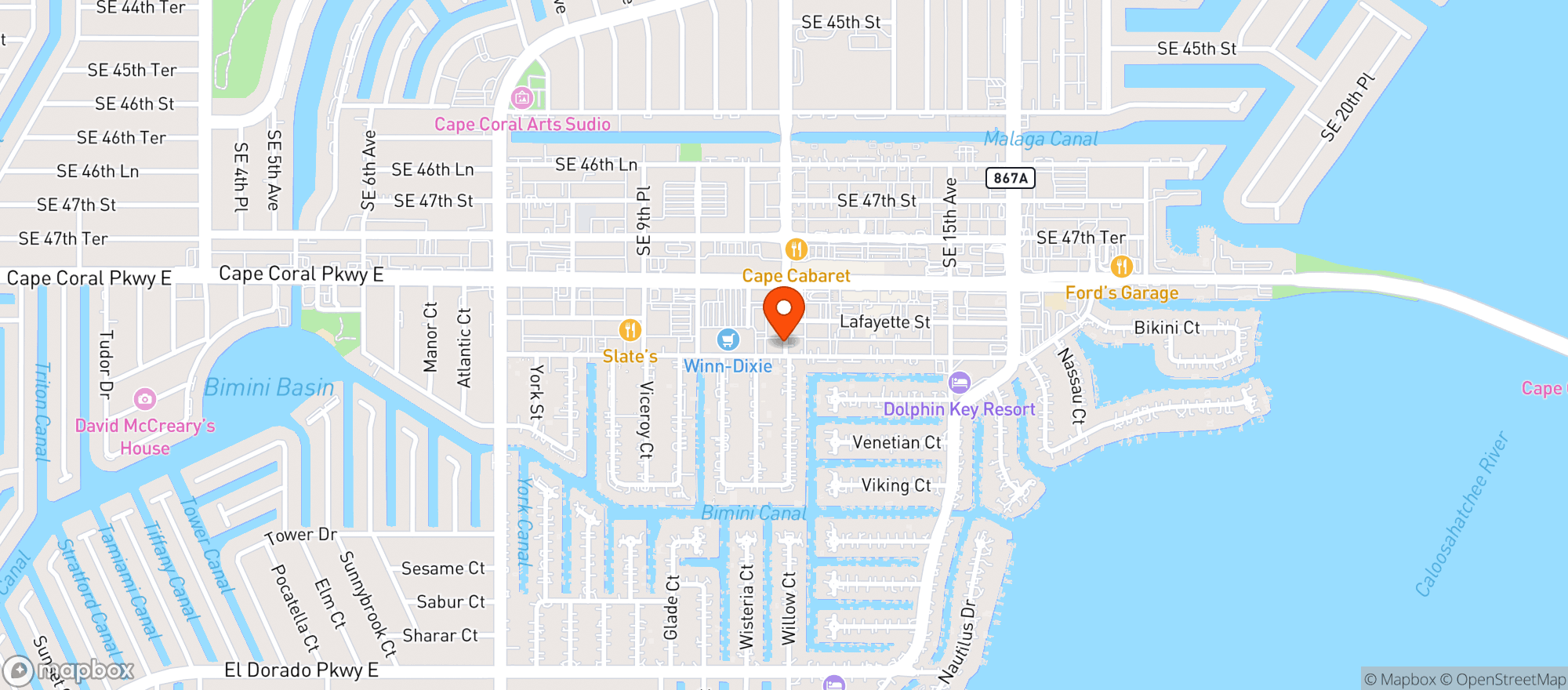 Map showing The Dive