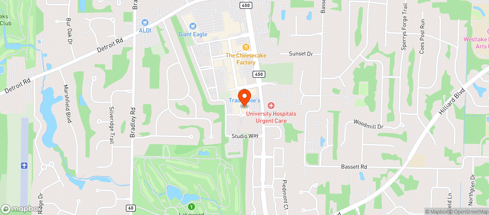 Map showing World Market Crocker Park