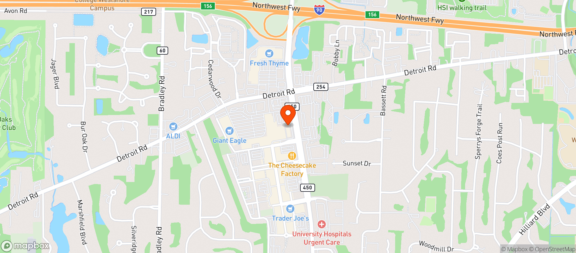 Map showing Blue Sushi Sake Grill & P