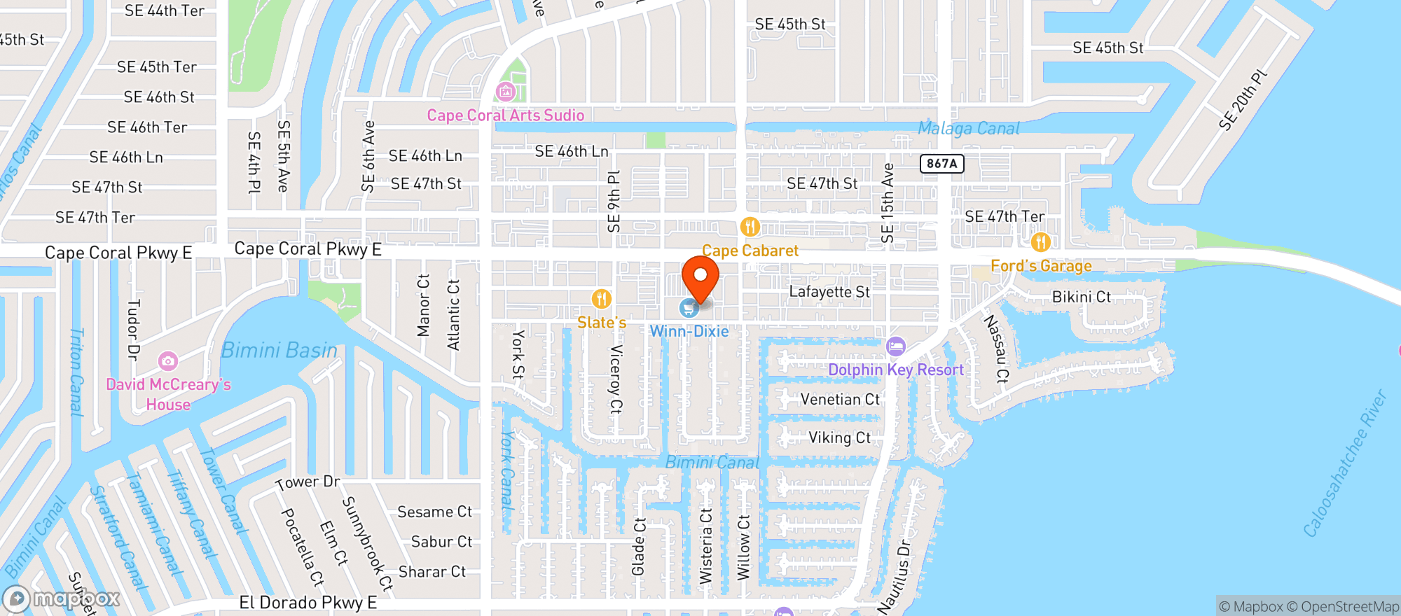 Map showing Winn-dixie Store 2533