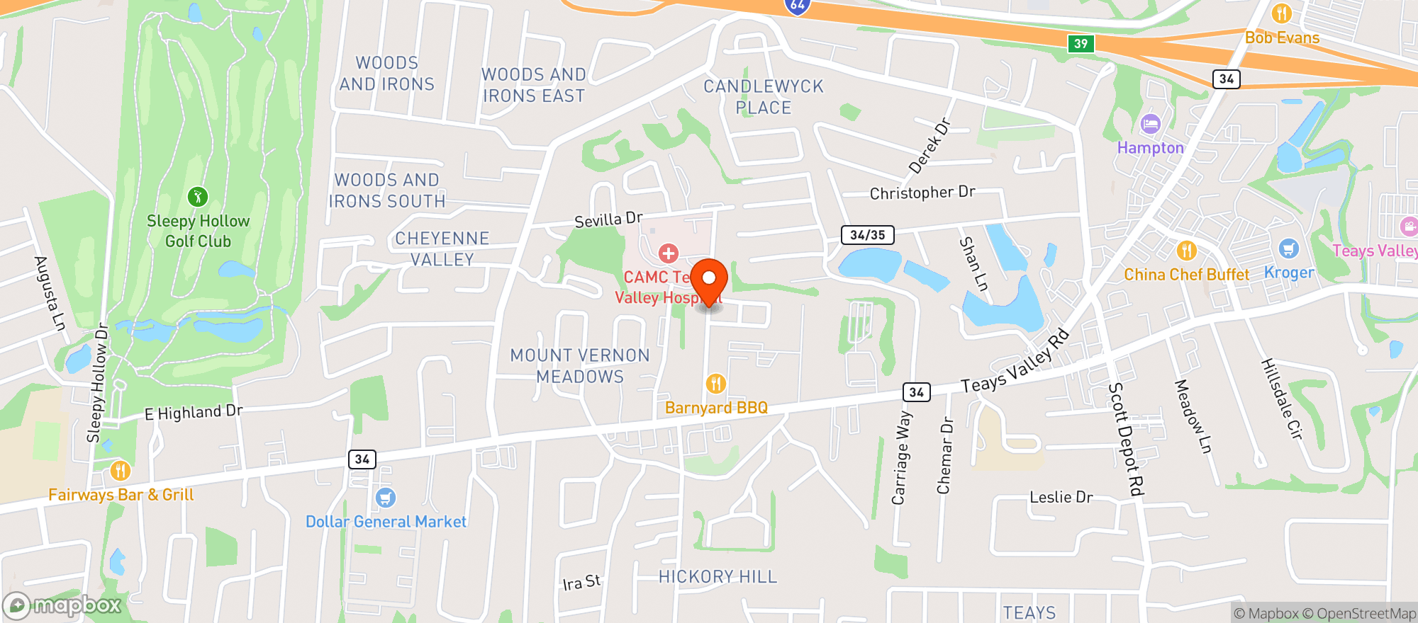 Map showing Barnyard Bbq